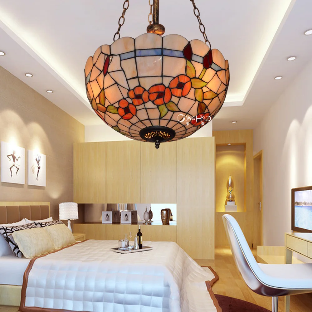 European pastoral fashion chandelier lamp living room Tiffany restaurant idyllic American country hanging l |