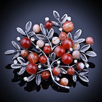 black gun plated natural stone beads brooches pins vintage brooch for women party dress