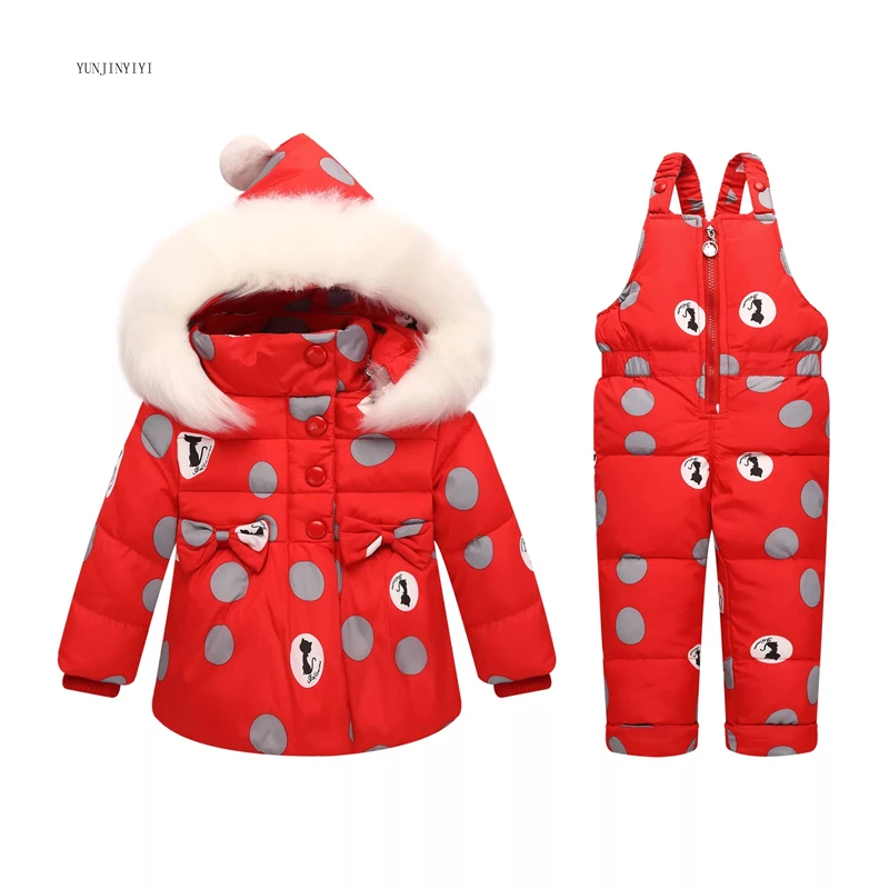 

snow suit long sleeve suit 2 piece coat + jumpsuit winter children down jacket boy and girl hooded suit toddler clothing set