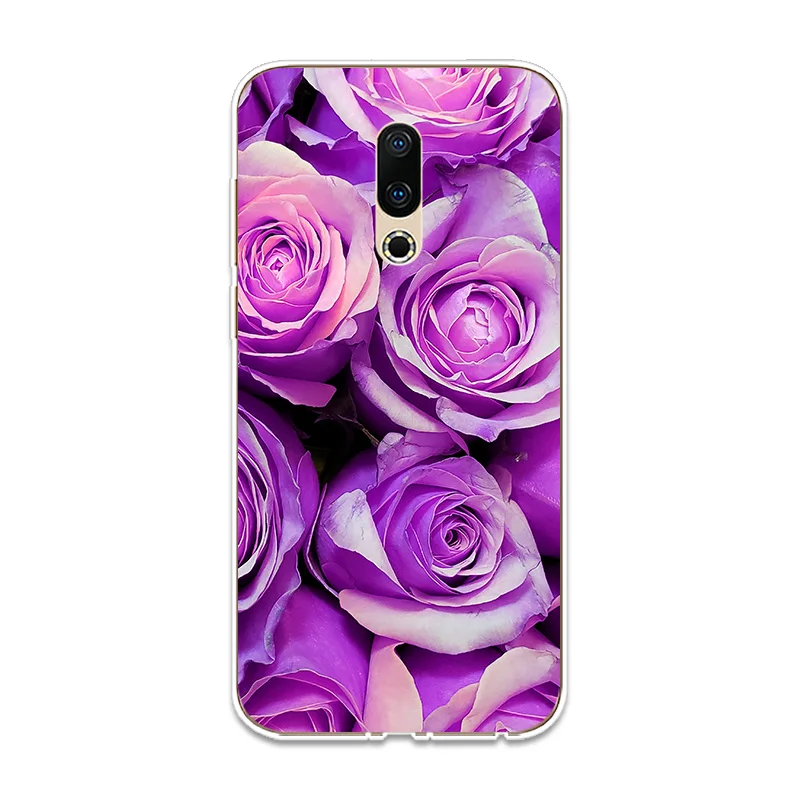 Фиолетовый цветок Романтика силиконовый чехол для телефона Couqe Meizu 15 16 Lite Plus 16X Note 8