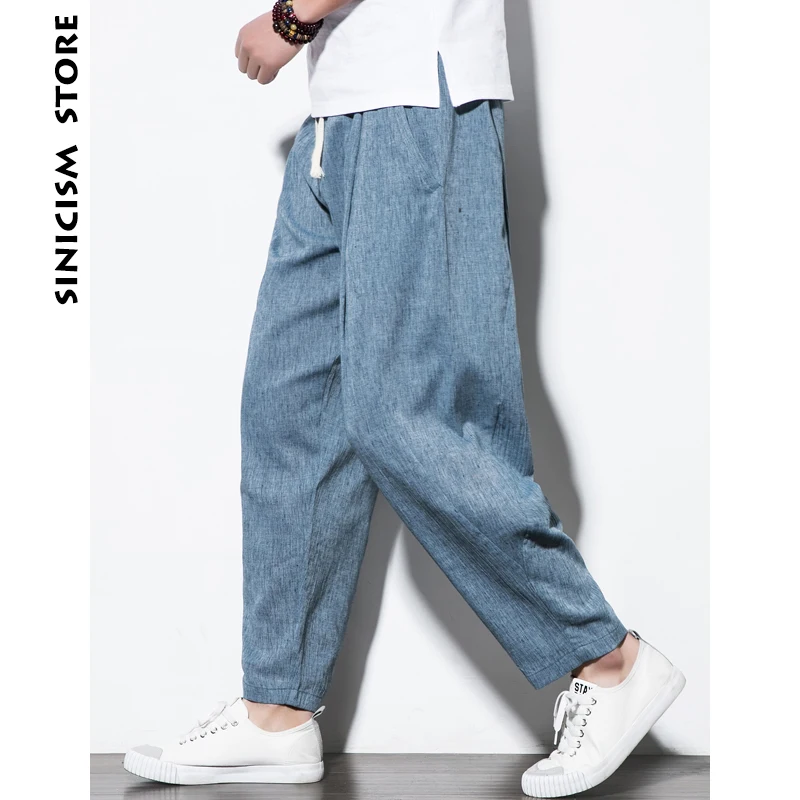 

MrGoldenBowl Store Plus Size Cotton Linen Harem Pants Mens Jogger Pants 2023 Male Fashion Casual Autumn Track Pants Trousers