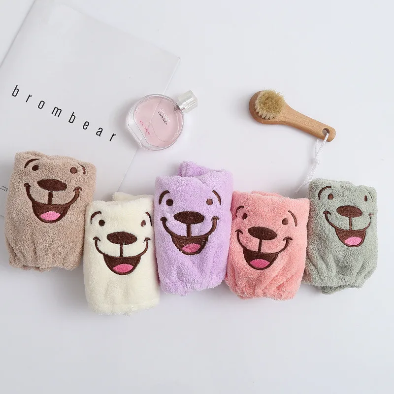 Новинка полотенце для волос с рисунком медведя из мультфильма микрофибра