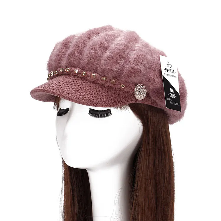 Теплые Женские Зимние Hat Для Женщин Шляпа Skullies &amp Шапочки кролик Волос Берет Cap