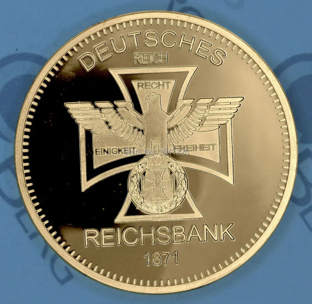 Розничная продажа 2 шт./лот 24KT слиток немецкая монета 24K позолоченные