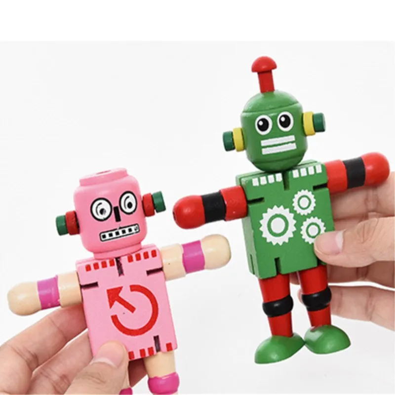 Small wooden Children Wooden early childhood toys creative personality building blocks deformable elastic robots | Игрушки и хобби