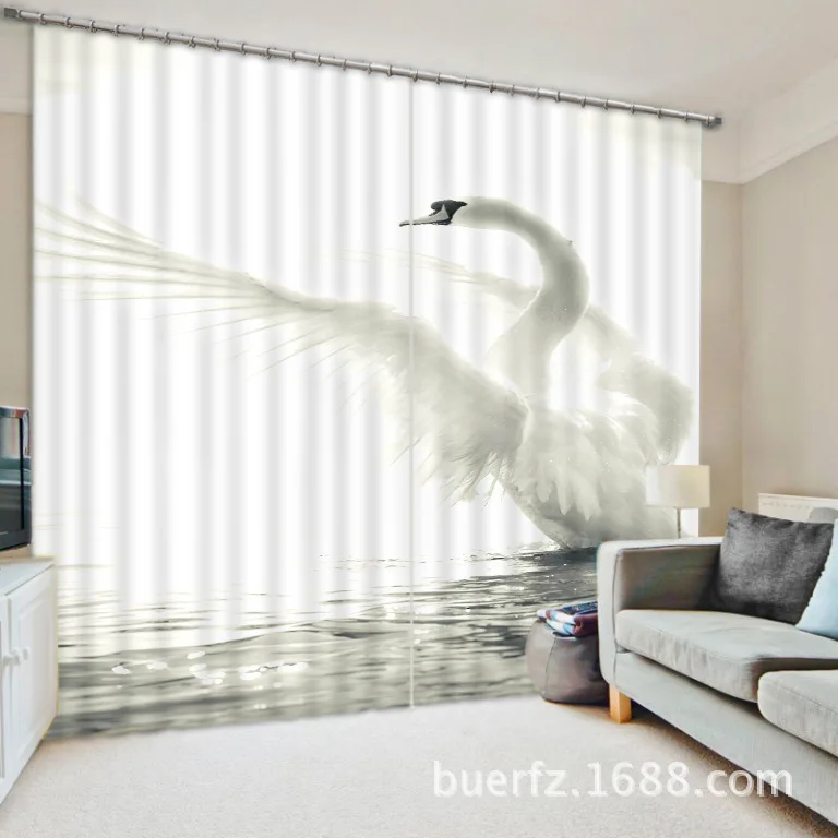 

Занавески Детские с рисунком лебедя и красного Журавля, затемняющие шторы с 3d-рисунком Ханса для окон и гостиной