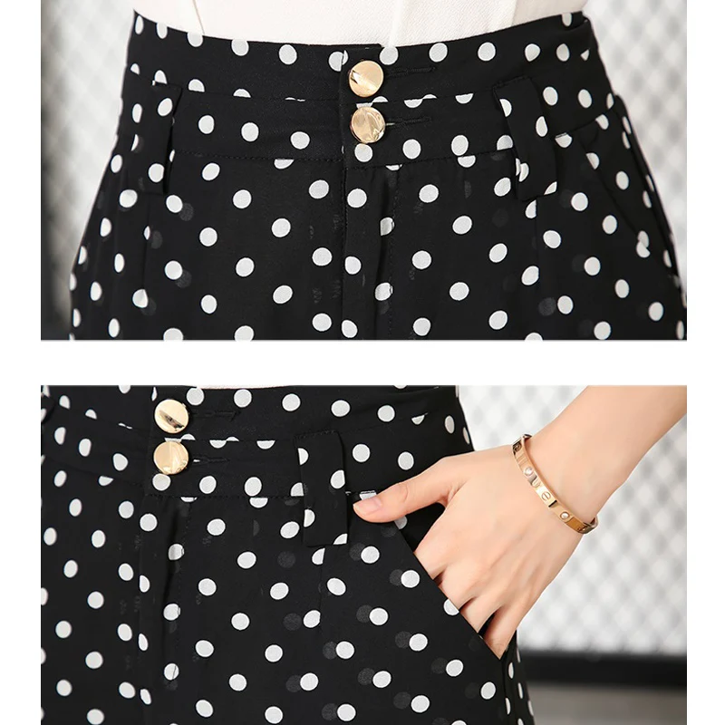 Брюки женские шифоновые до колен с широкими штанинами и завышенной талией|Брюки|