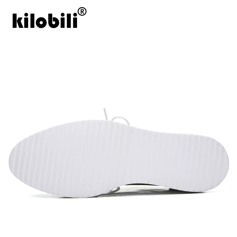 Kilobili/2019 весенняя женская обувь на платформе с круглым носком перфорацией типа