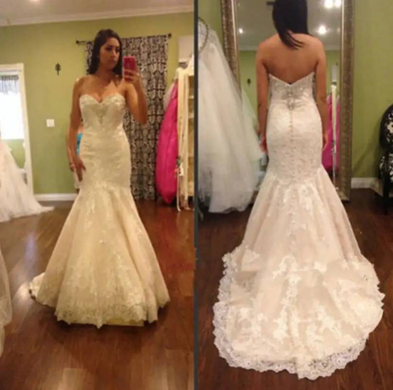 

Backless Vestido De Noiva Muslim Wedding Dresses Mermaid Sweetheart Lace Crystals Boho Dubai Arabic Wedding Gown Bridal