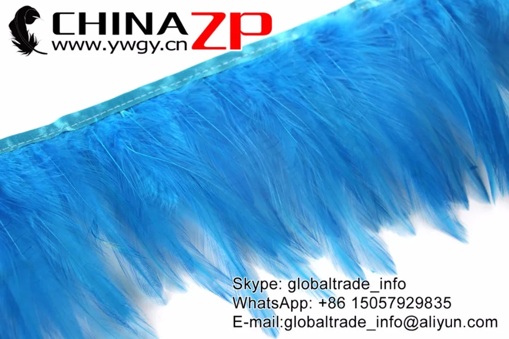 Proveedor de plumaje No.1 CHINAZP Factory, 2 yardas/lote, decoraciones DIY te&ntilde;idas, cuello de Gallo Azul turquesa, Hackle, recorte de plumas-1