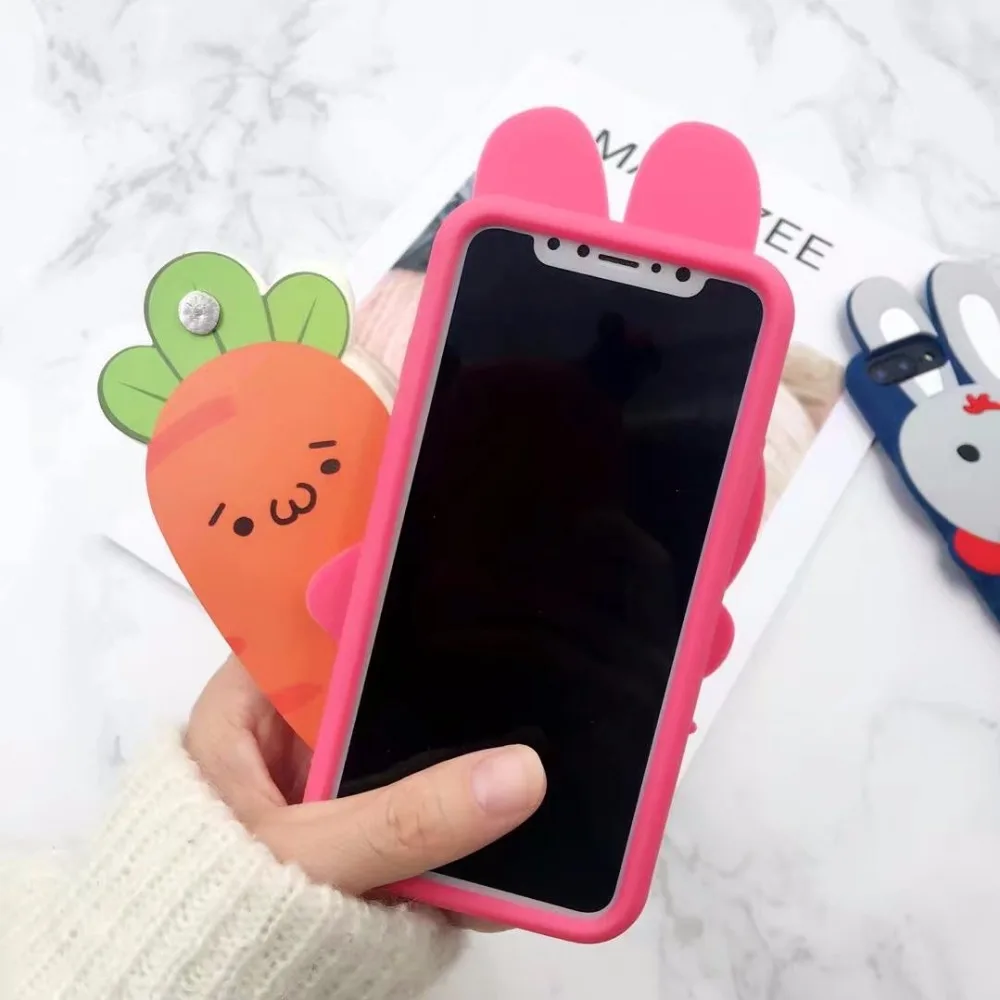 Высокого качества 3D милый мультфильм кролик Silica чехол для iPhone X 7 8 Plus чехлы 6s