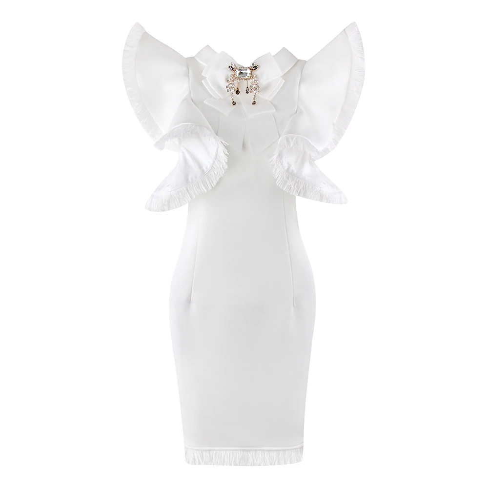 Женское вечернее платье без рукавов deive Белое Облегающее Черное мини с оборками и