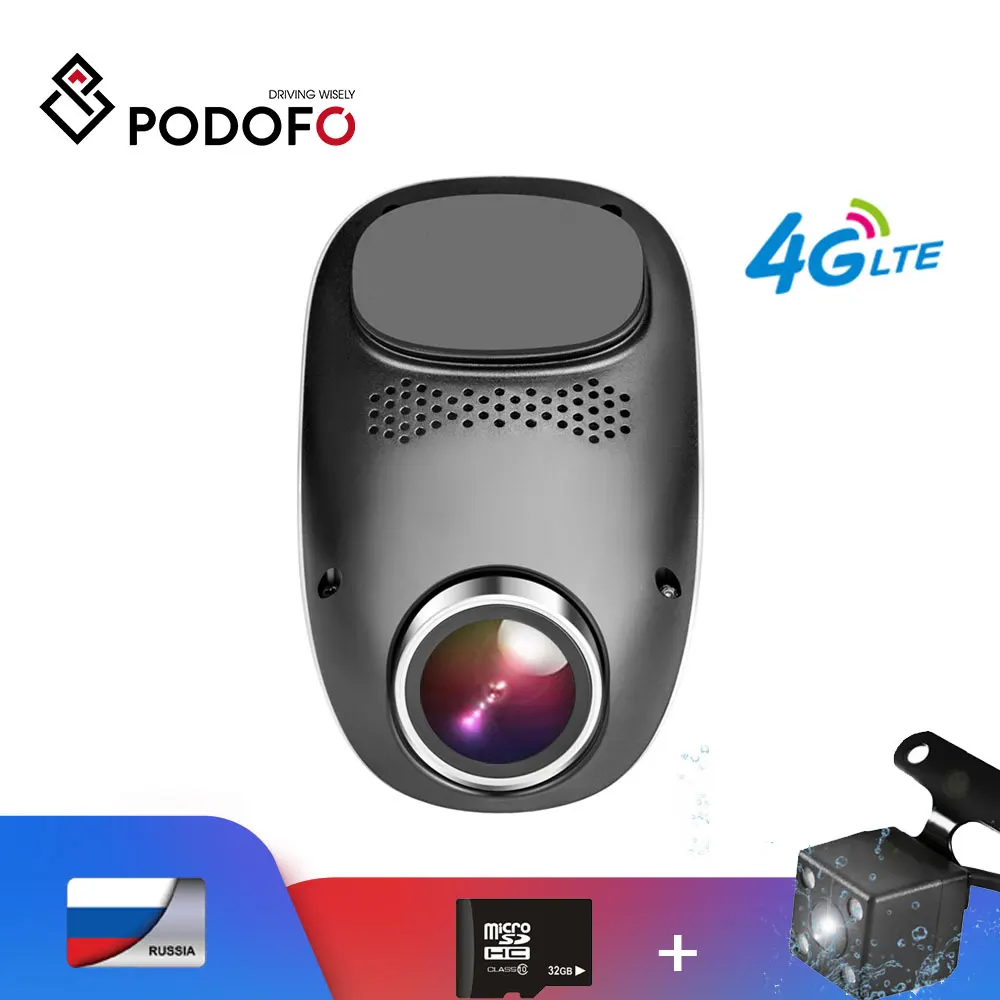 Podofo 4G Dash камера Android gps ADAS регистратор двойной объектив cam Full HD 1080 P Мини петля