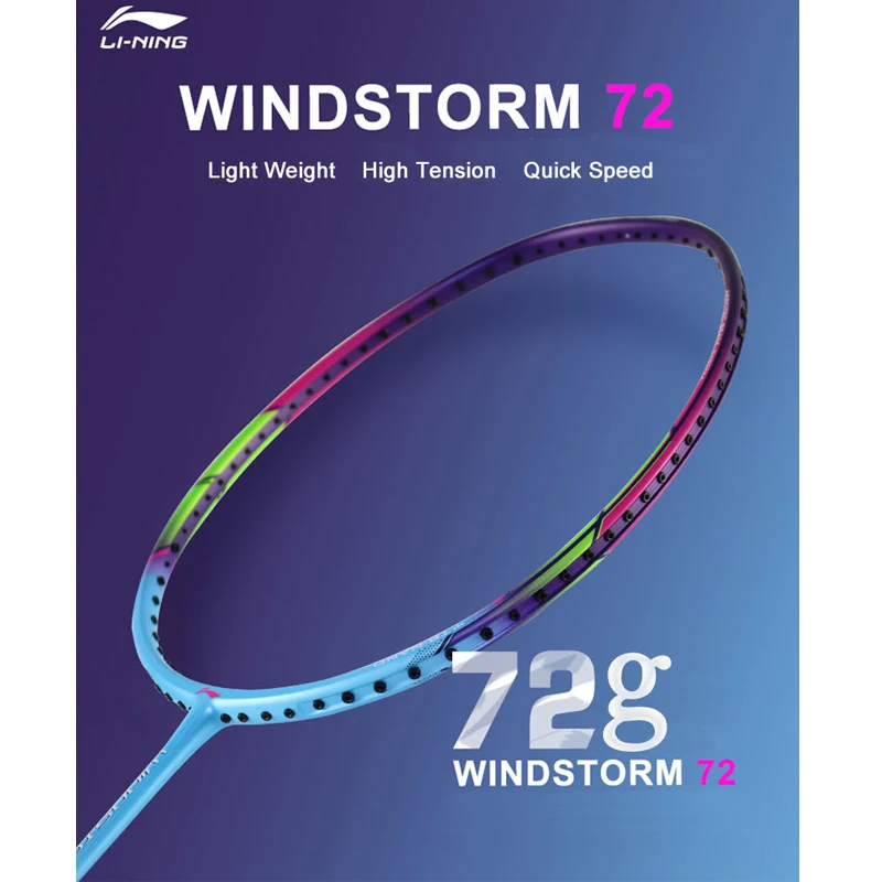 Li Ning WINDSTORM 72 ракетки для бадминтона одна ракетка профессиональные из углеродного