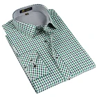 Рубашка мужская в клетку, Повседневная Формальная, деловая, с круглым подолом, в стиле пэчворк, контрастных цветов