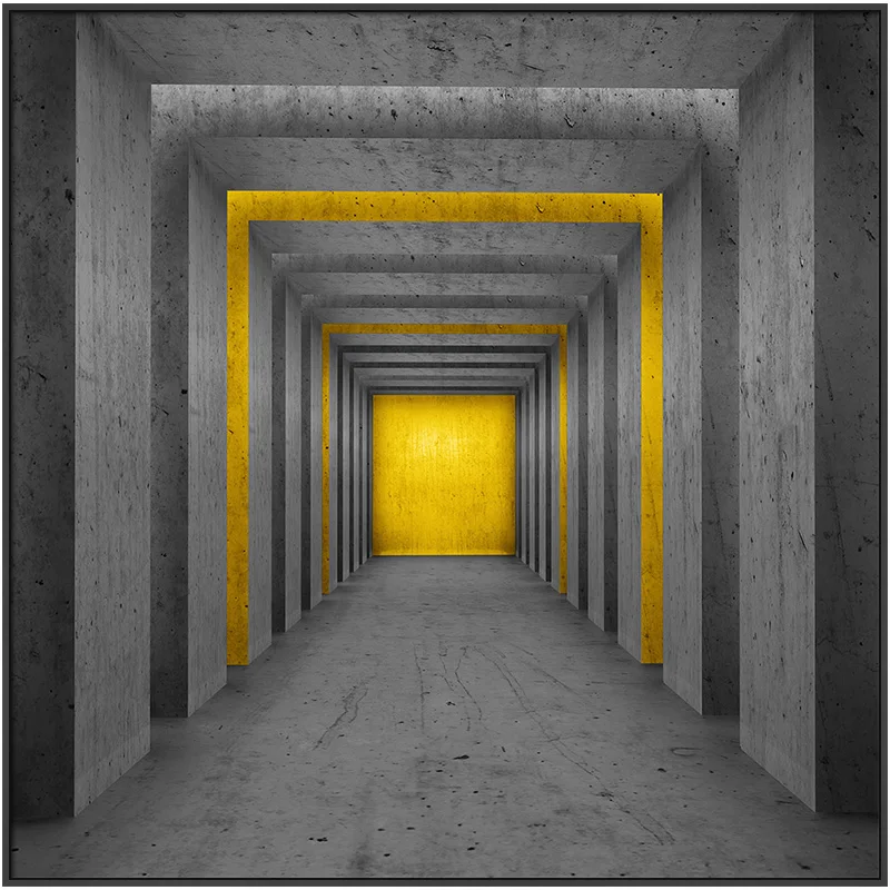 Модный квадратный черный и желтый постер бесконечный прихожей холст с рисунком