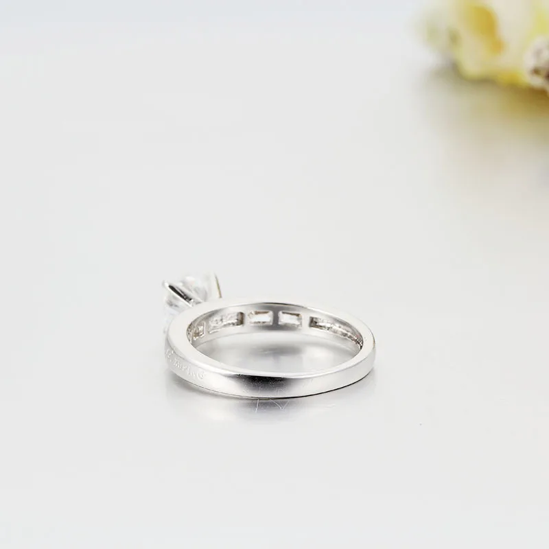 White Gold Color Solitaire Four Claw Round CZ Accent Ring For Womens Engagement Wedding Jewelry Bague Femme anel anillos aneis|rings for women|ring
