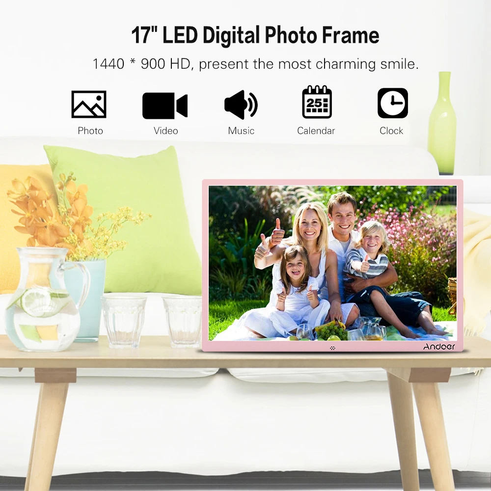 Andoer 17 дюймов светодиодный цифровой фоторамка 1080P Поддержка случайный игровой