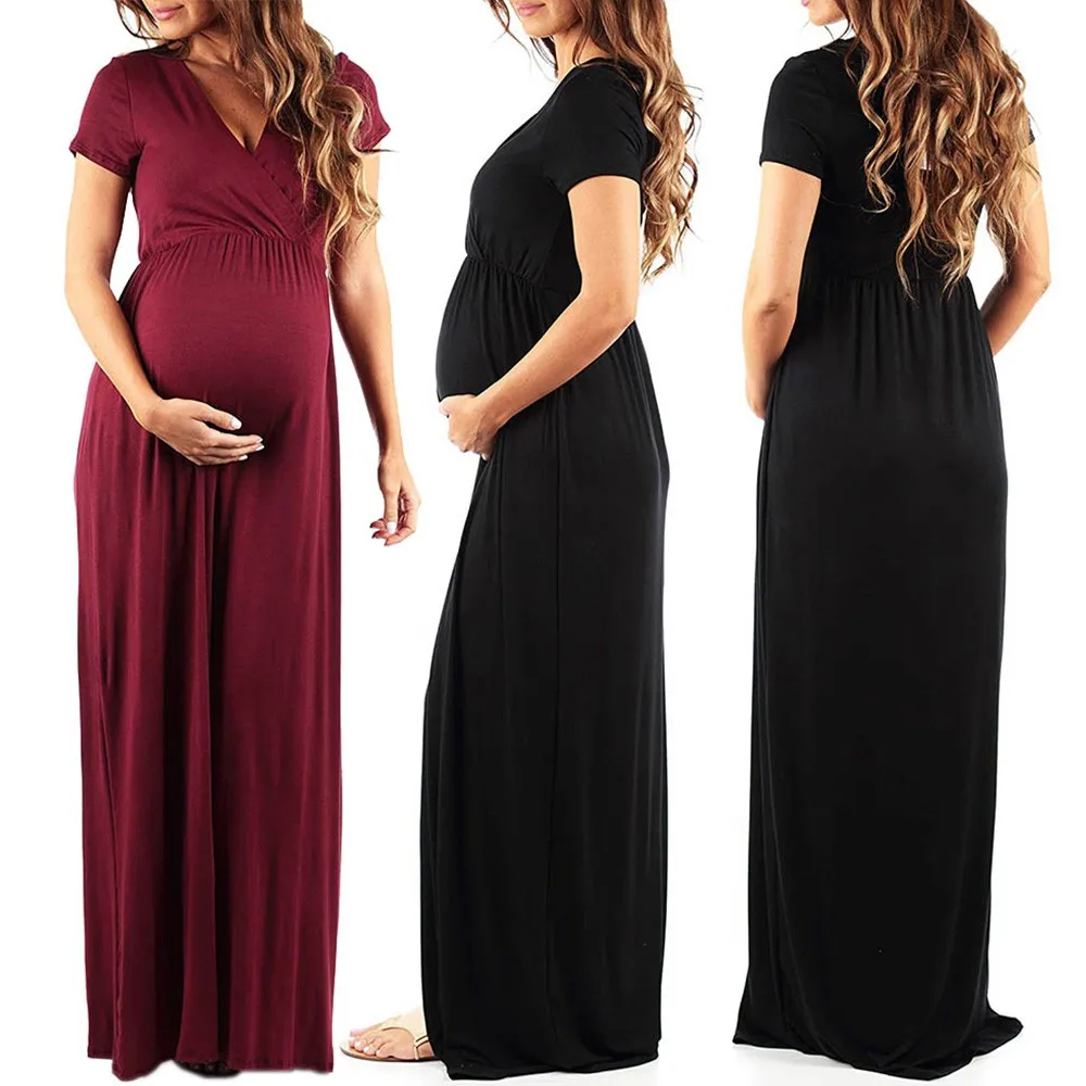 Летнее платье для беременных женщин однотонное длинное ropa premama embarazadas летнее