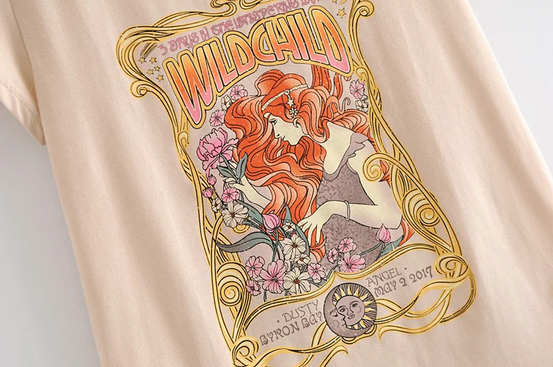 Boho chic хиппи, женский топ с круглым вырезом, мультяшная Роза, принт, хлопковые футболки, женская футболка с коротким рукавом, парные футболки