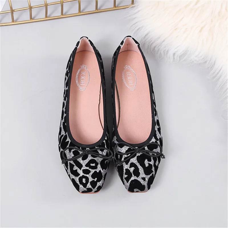 2019 Spring Summer New Women Flats Shallow Square Toe Leopard Bling Slip On Ballet Causal Fashion Ladies Shoes XWD7657 | Обувь