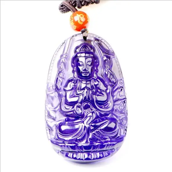 Высокое качество натуральный фиолетовый кристалл резной Будда счастливый