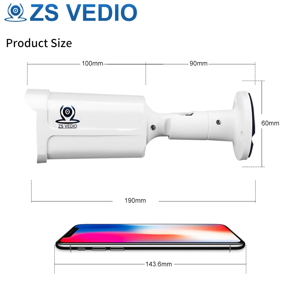 ZSVEDIO система наблюдения камера безопасности POE 5MP P2P ИК Сеть Открытый