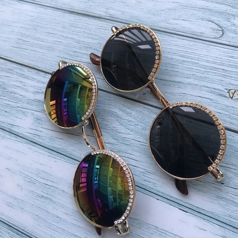 

ZAOLIHU Metal Classic Round Mens Sunglasses Vintage Mirror Lens UV400 Women Eyewear Diamond Cheap Eyeglass Designer Gafas de sol