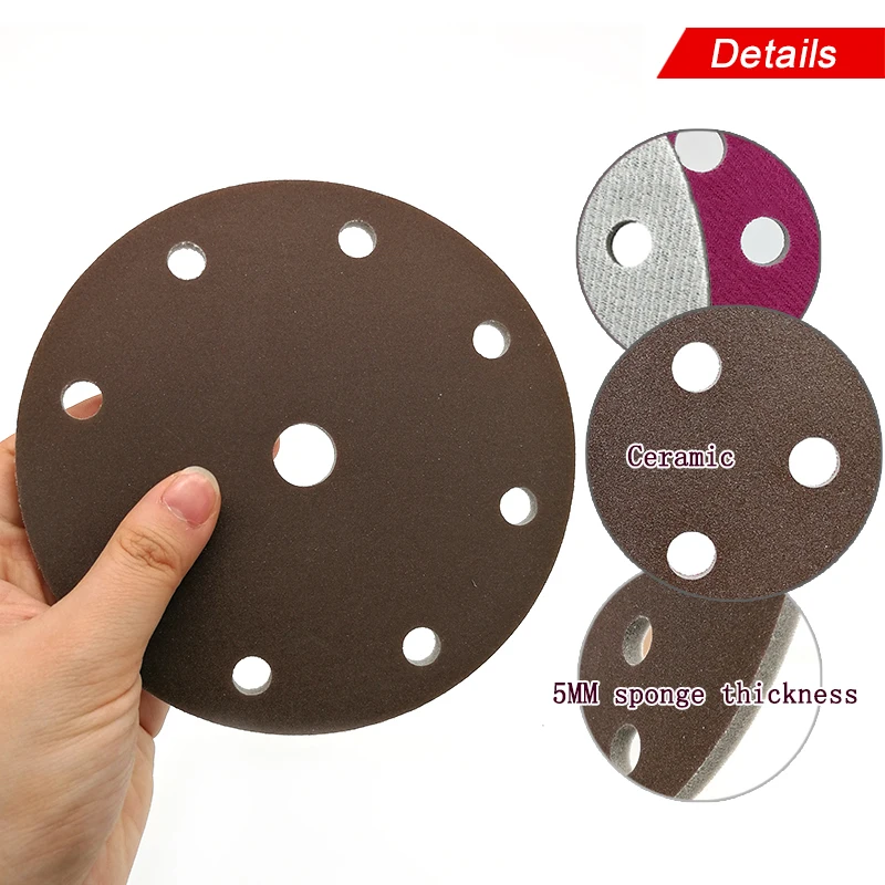 

15PCS 6 Inch 150MM 9-Hole Sanding Sponge Sandpaper Sanding Disc Hook and Loop 300-2000 Grit for Polishing Grinding