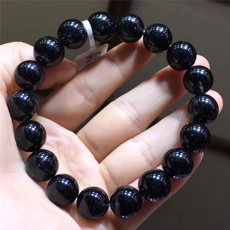 Natural Black Hair Rutilated Quartz Round Beads Bracelet Women Men Stretch Crystal Jewelry 8mm 9mm 10mm 11mm 12mm AAAAAA | Украшения и