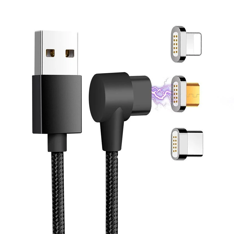 Магнитный кабель 3 в 1 L-образной формы для iPhone 6 6s 7 8 Plus X Xiaomi Redmi 4X Samsung S8 S9 передачи