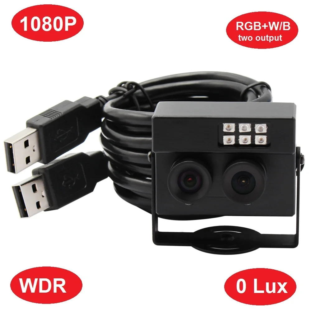 HD веб камера 1080P USB 2 0 для ПК с двойным объективом без искажений инфракрасная мини