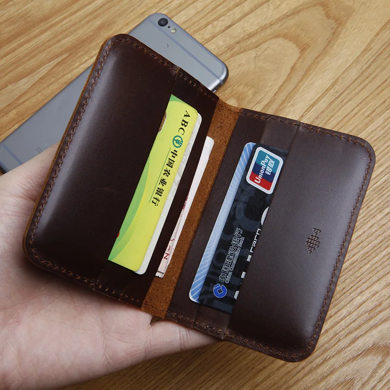 LANSPACE men's genuine leather card holder handmade wallet brand  coin purses holders