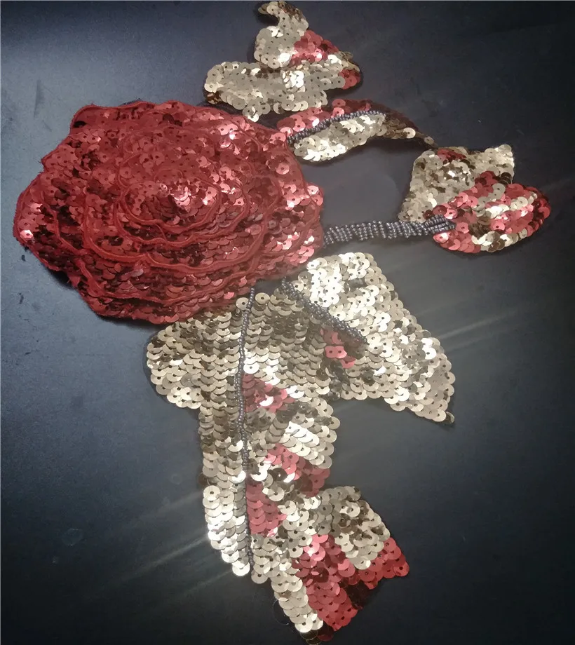 gold red flower sequined patches for clothing stickers clothes sew on parches bordados para ropa toppe per vestiti | Дом и сад