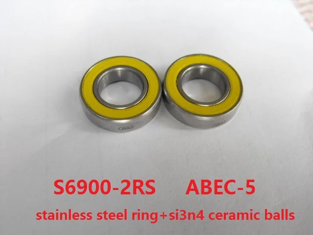10pcs/lot S6900-2RS 10x22x6 ABEC-5 Stainless Steel hybrid Si