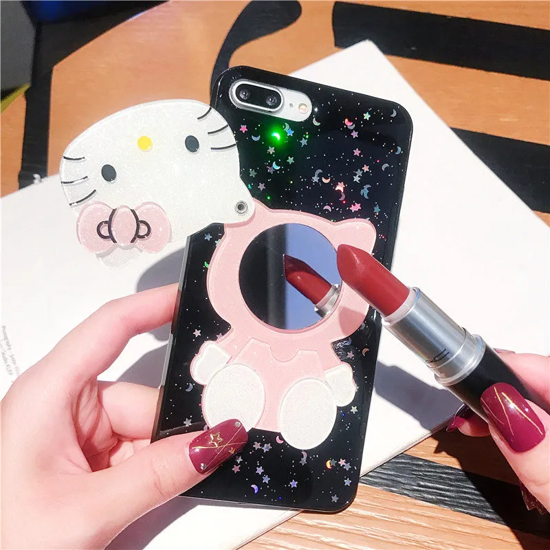 Модный 3D милый зеркальный чехол с рисунком котенка для iphone X XS MAX XR 7 8 6 6s Plus
