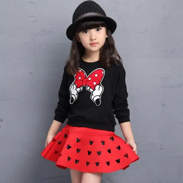 

2019 Children Girls Clothing Set Spring Pajamas Costume Baby Kids Long Sleeve O-Neck Cartoon Clothes Sets Suits 4-13T Autumn New