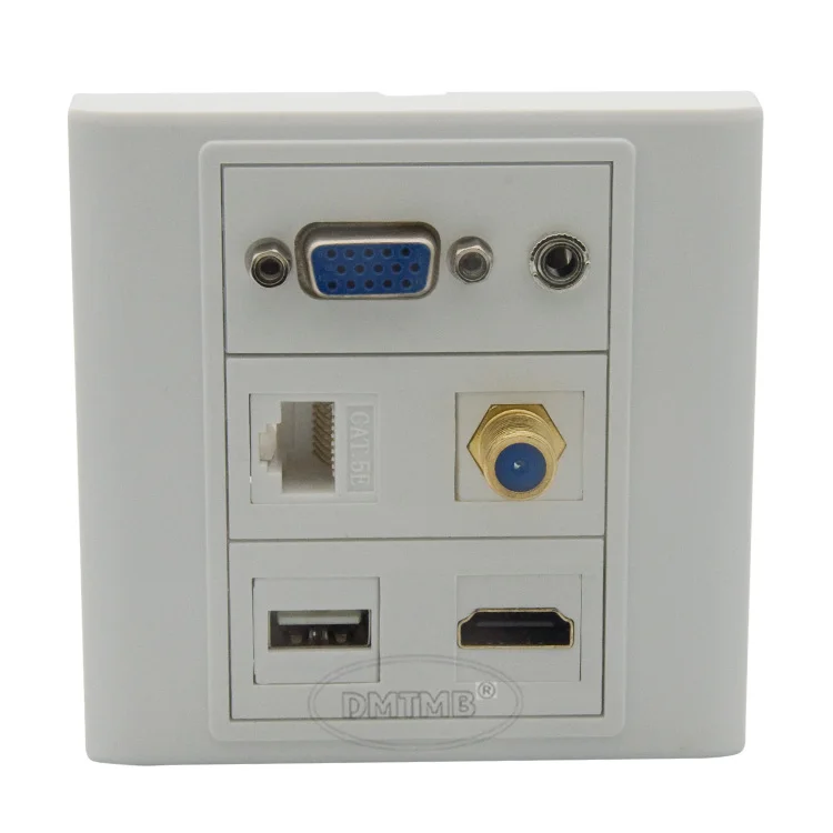 Vga hdmi 3 5 мм аудио USB RJ45 F головка телевизионная настенная пластина с задней