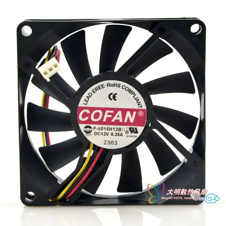COFAN F-8015H12B Вентилятор охлаждения сервера DC 12V 0.35A 80x80x15 мм 3-проводной