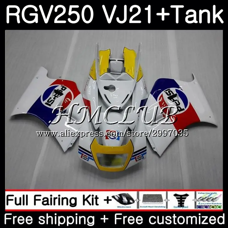 

Корпус + бак для SUZUKI VJ21 VJ22 VJ23 RGV250 горячая Распродажа Белый 1988 1989 41HC. 5 RGV-250 VJ 21 22 23 SAPC RGV 250 88 89 комплект обтекателей
