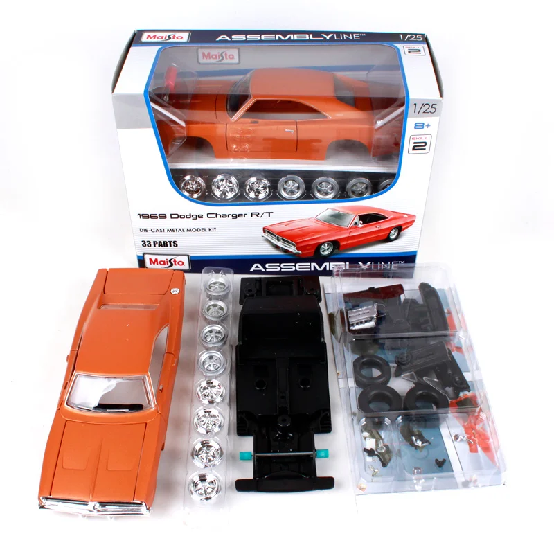 Maisto 1:24 1969 DODGE зарядное устройство R/T Сборка DIY литая модель автомобиля игрушка Новинка в коробке 39256