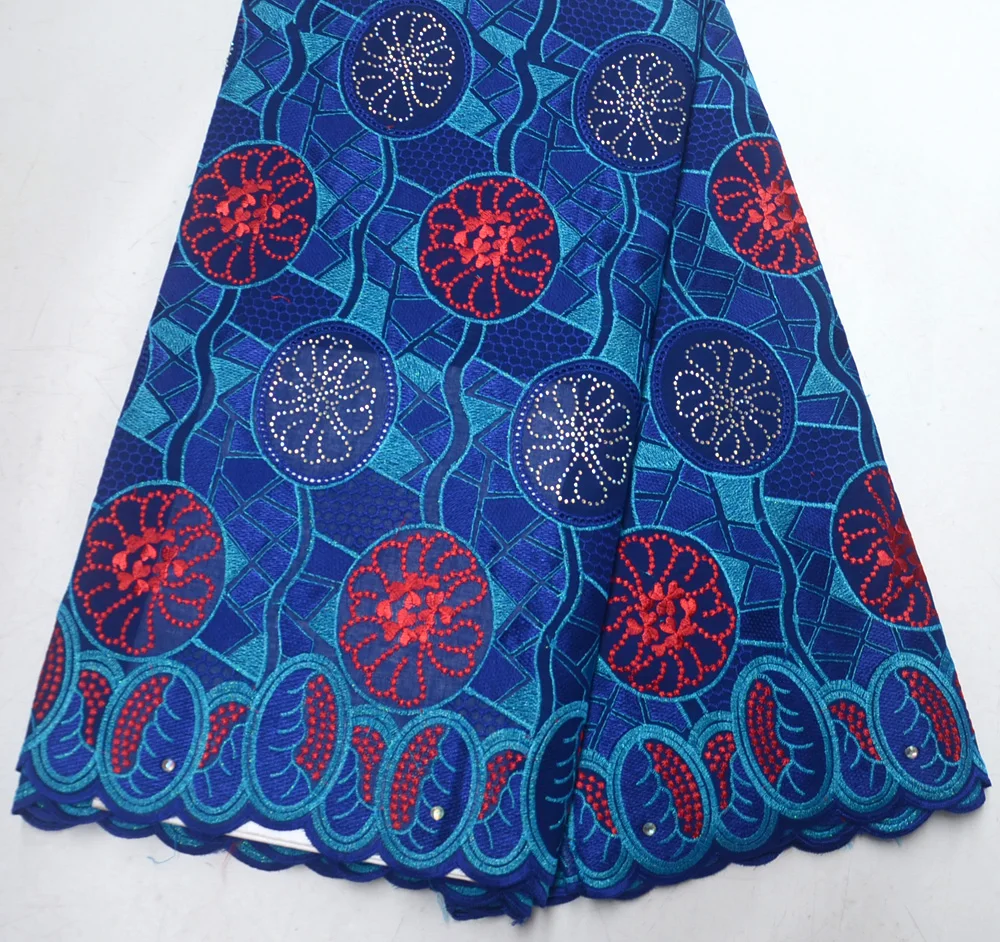 

Latest High Quality Royal blue Swiss Voile lace with stones African Traditional Wedding royal blue swiss voile lace fabrics