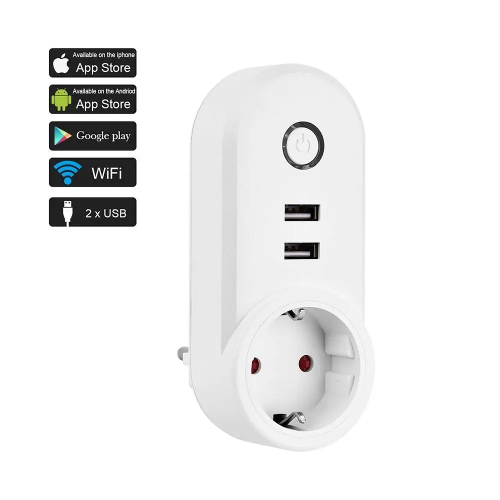 WiFi Smart Plug With Dual USB Ports Timing Socket Voice Control Wireless Time Switch For Amazon Alexa Echo Dot Google Home | Обустройство