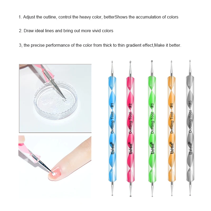 5 шт. кисти для ногтей точечная ручка крючок цветок двойная точка дрель Ручка