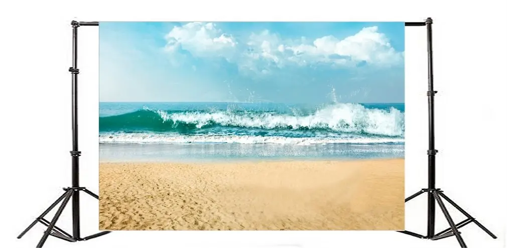 

Photography Backdrop Beach Seaside Waves Blue Sky White Cloud Nature Romantic