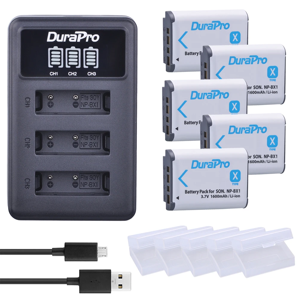 DuraPro 5 шт. NP-BX1 NP BX1 батарея + светодиодный 3 порта USB зарядное устройство для SONY DSC RX1 RX100 RX100iii M3 M2 WX300 HX300 HX400 HX50 HX60 GWP88