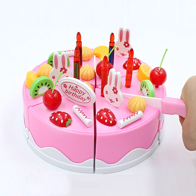 38 pcs Safe ABS Plastic Kitchen Toy Fruit Birthday Cake Cutting Kids Pretend Play Role Educational Girl DIY De Juguete Boy Gift | Игрушки и