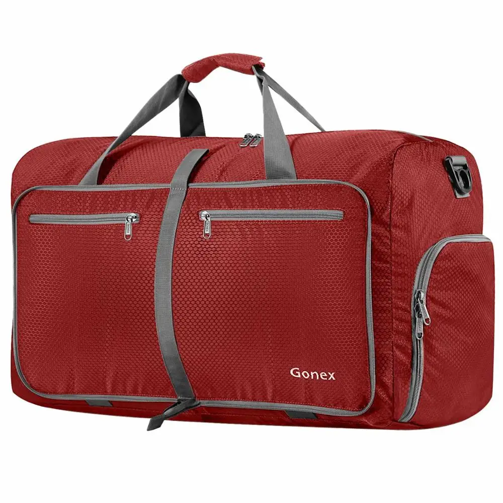 Red Gonex 80L, модные мужские дорожные сумки, большой нейлоновый чемодан, сумка для спортзала, выходных, отдыха, деловой поездки - Цвет: Red