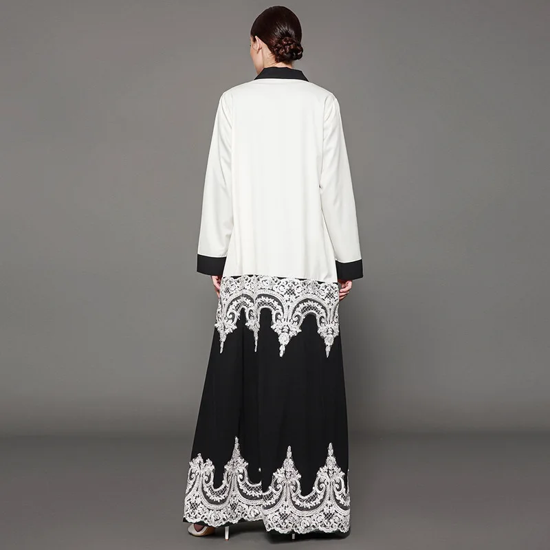 Fandy Finds Women Lace Middle-East Muslim Robe Lady Praying Clothing Solid Color Up Emboridery Female Big Size Long Gown | Тематическая
