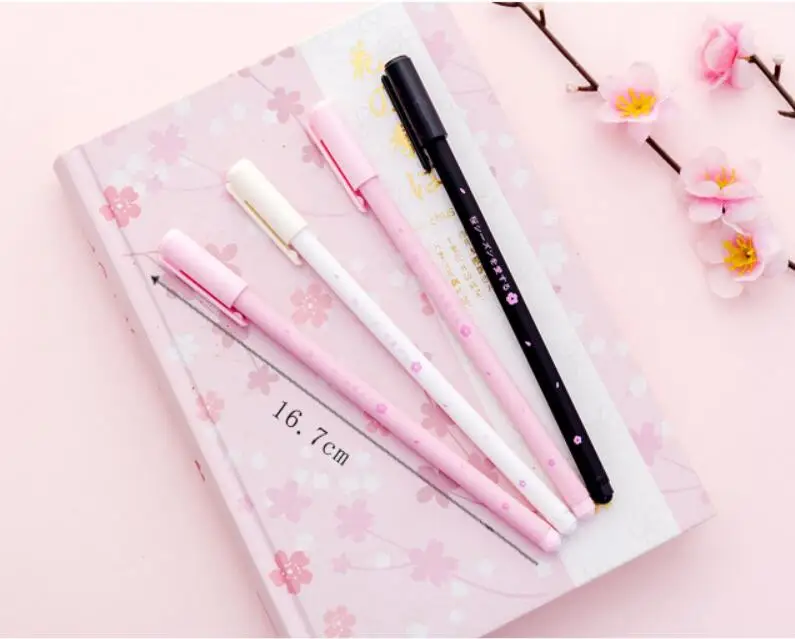 

48 pcs/lot Sakura Gel Pen Cute Cherry blossom black ink Signature pens Promotional Gift Stationery School writing Supplies